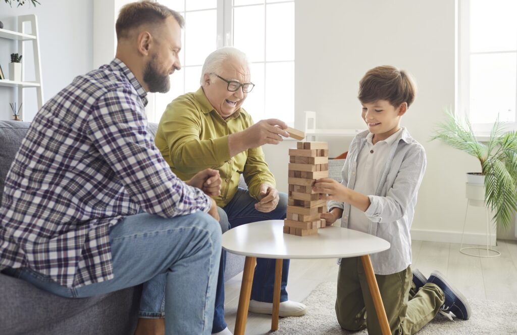 3 generations of men displaying genetic pattern baldness